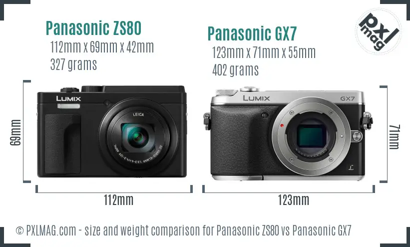 Panasonic ZS80 vs Panasonic GX7 size comparison Panasonic ZS80 vs Panasonic GX7 size comparison