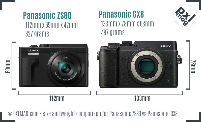 Panasonic ZS80 vs Panasonic GX8 size comparison