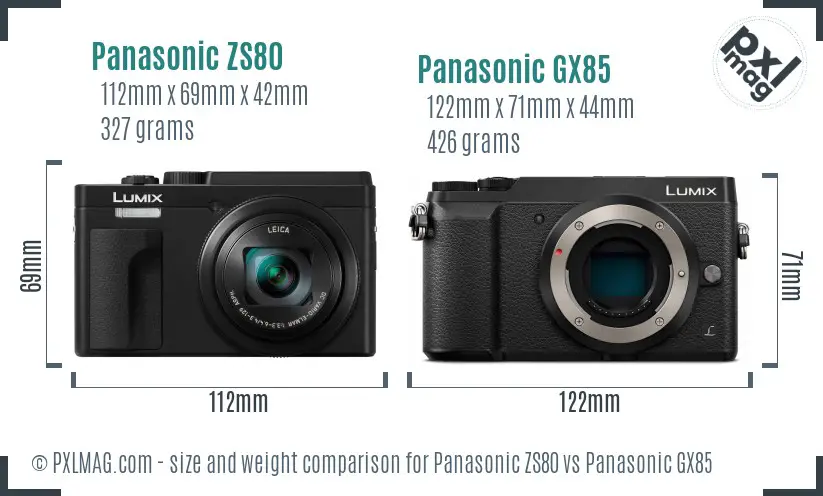 Panasonic ZS80 vs Panasonic GX85 size comparison