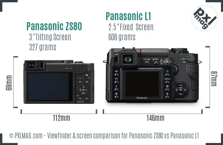 Panasonic ZS80 vs Panasonic L1 Screen and Viewfinder comparison
