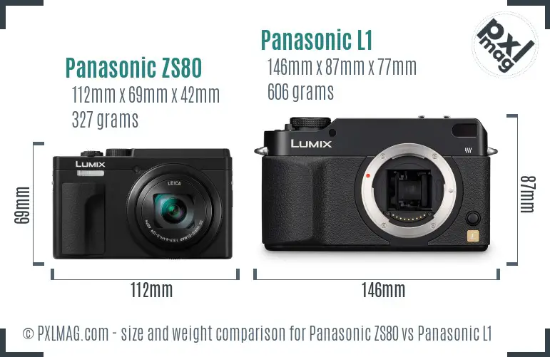 Panasonic ZS80 vs Panasonic L1 size comparison