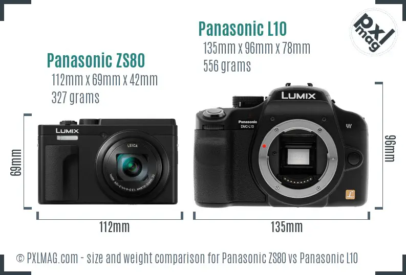 Panasonic ZS80 vs Panasonic L10 size comparison