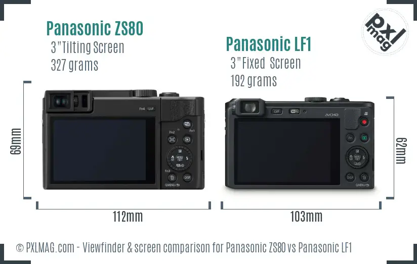 Panasonic ZS80 vs Panasonic LF1 Screen and Viewfinder comparison