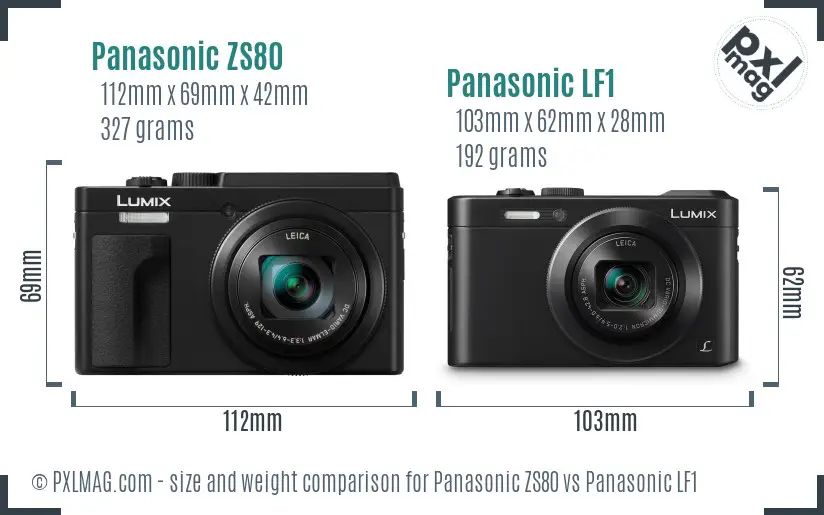 Panasonic ZS80 vs Panasonic LF1 size comparison