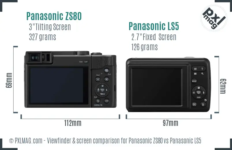 Panasonic ZS80 vs Panasonic LS5 Screen and Viewfinder comparison