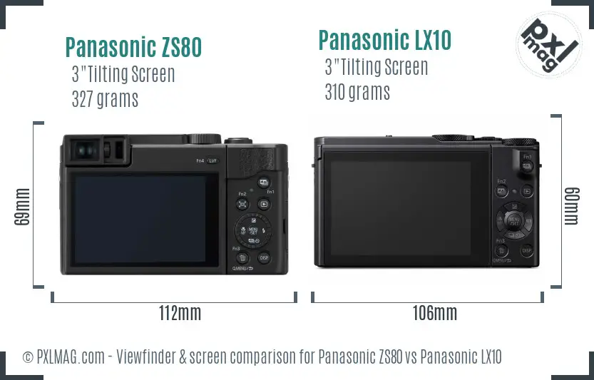 Panasonic ZS80 vs Panasonic LX10 Screen and Viewfinder comparison Panasonic ZS80 vs Panasonic LX10 Screen and Viewfinder comparison