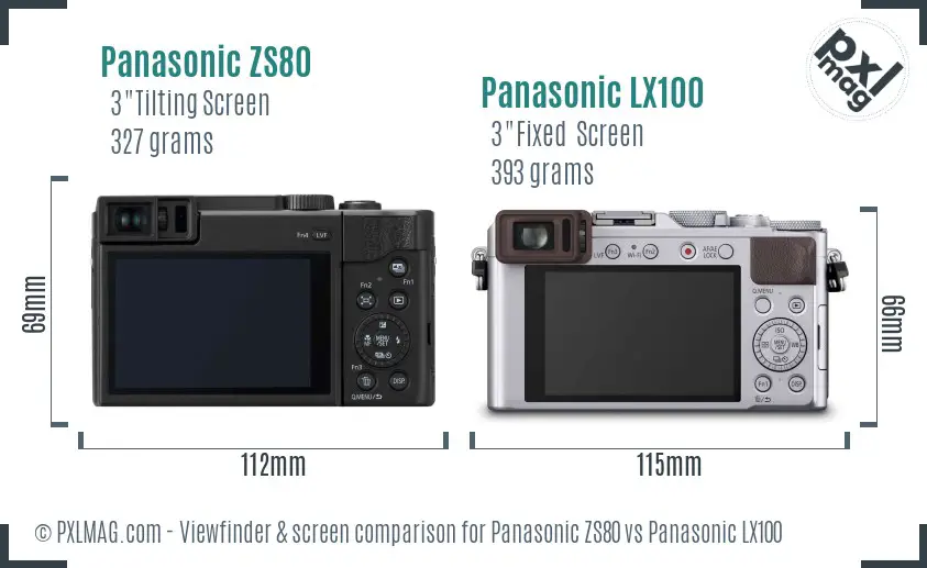 Panasonic ZS80 vs Panasonic LX100 Screen and Viewfinder comparison