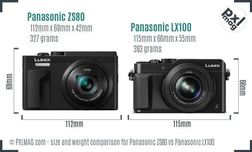 Panasonic ZS80 vs Panasonic LX100 size comparison