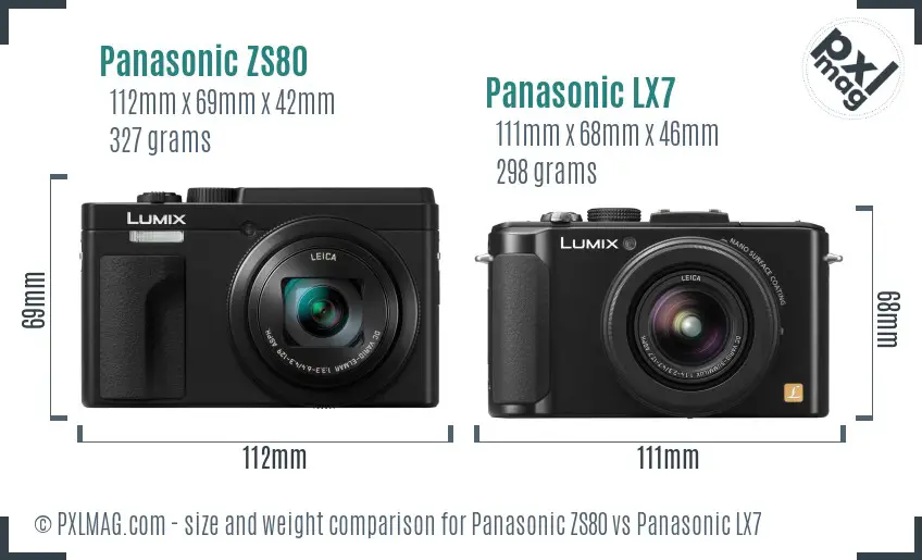 Panasonic ZS80 vs Panasonic LX7 size comparison