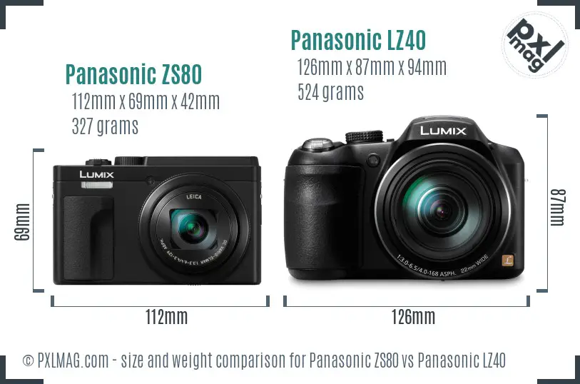 Panasonic ZS80 vs Panasonic LZ40 size comparison