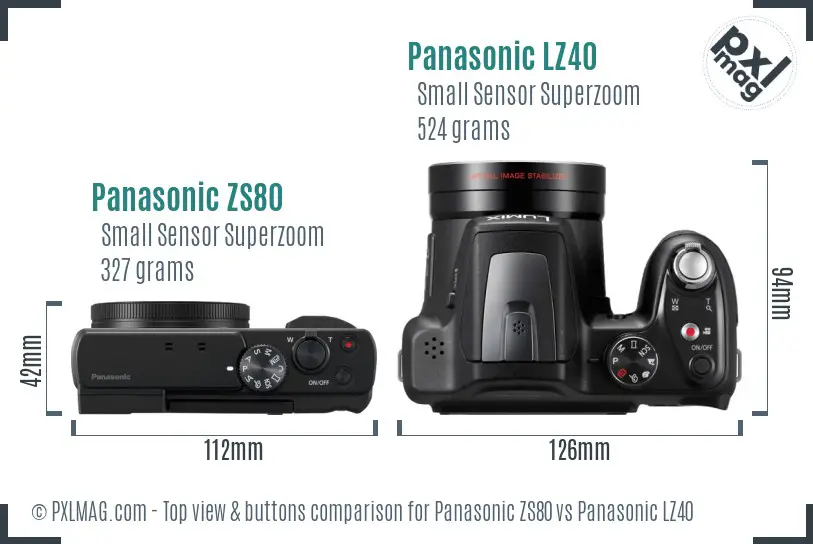 Panasonic ZS80 vs Panasonic LZ40 top view buttons comparison