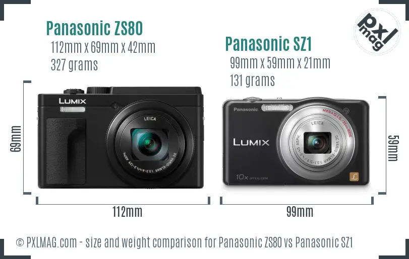 Panasonic ZS80 vs Panasonic SZ1 size comparison