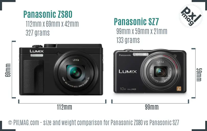 Panasonic ZS80 vs Panasonic SZ7 size comparison