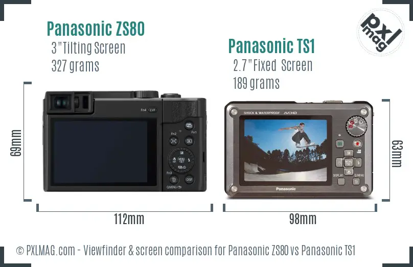 Panasonic ZS80 vs Panasonic TS1 Screen and Viewfinder comparison