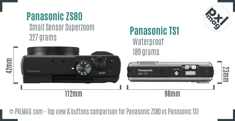 Panasonic ZS80 vs Panasonic TS1 top view buttons comparison