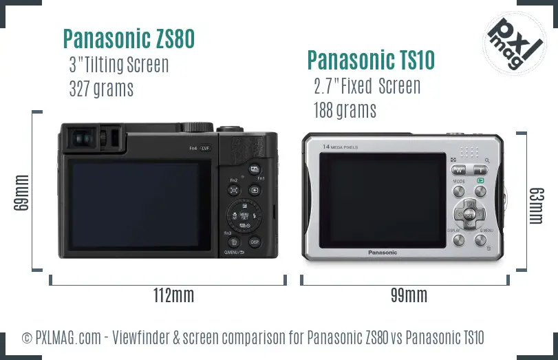 Panasonic ZS80 vs Panasonic TS10 Screen and Viewfinder comparison