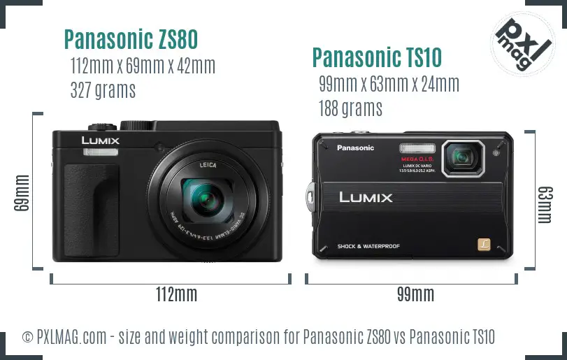 Panasonic ZS80 vs Panasonic TS10 size comparison