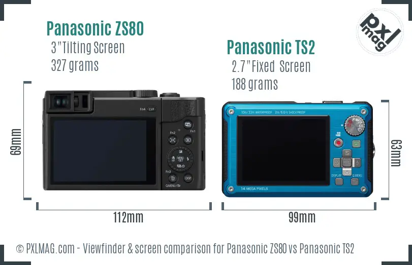 Panasonic ZS80 vs Panasonic TS2 Screen and Viewfinder comparison