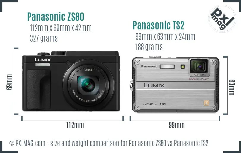 Panasonic ZS80 vs Panasonic TS2 size comparison