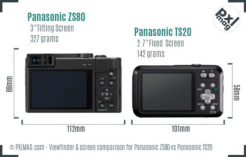 Panasonic ZS80 vs Panasonic TS20 Screen and Viewfinder comparison