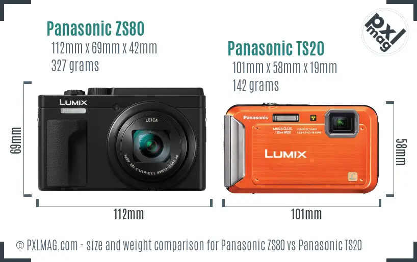 Panasonic ZS80 vs Panasonic TS20 size comparison