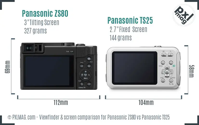 Panasonic ZS80 vs Panasonic TS25 Screen and Viewfinder comparison