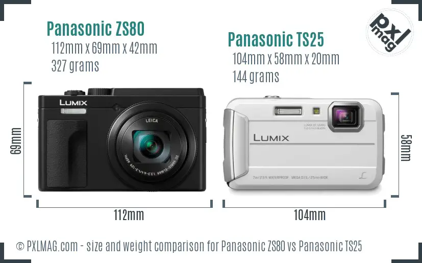 Panasonic ZS80 vs Panasonic TS25 size comparison