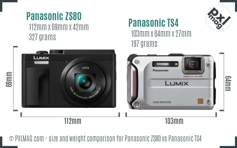 Panasonic ZS80 vs Panasonic TS4 size comparison
