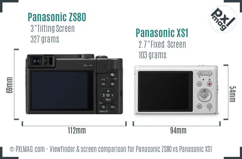 Panasonic ZS80 vs Panasonic XS1 Screen and Viewfinder comparison