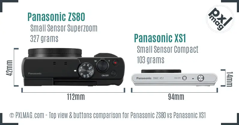Panasonic ZS80 vs Panasonic XS1 top view buttons comparison