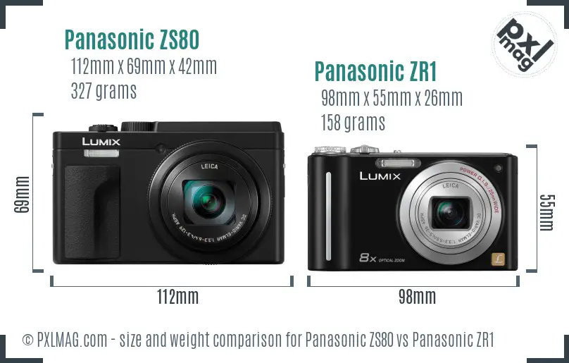 Panasonic ZS80 vs Panasonic ZR1 size comparison