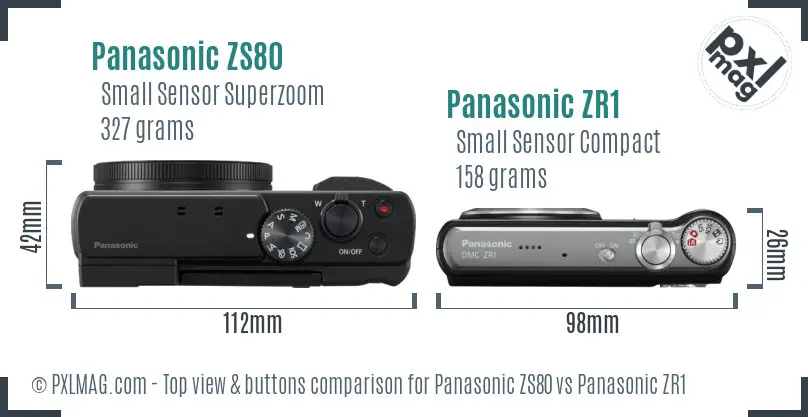 Panasonic ZS80 vs Panasonic ZR1 top view buttons comparison