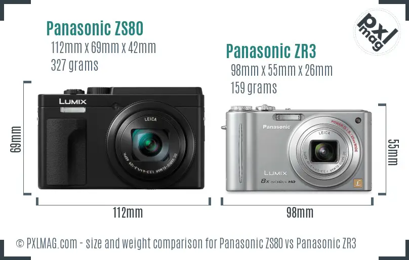 Panasonic ZS80 vs Panasonic ZR3 size comparison