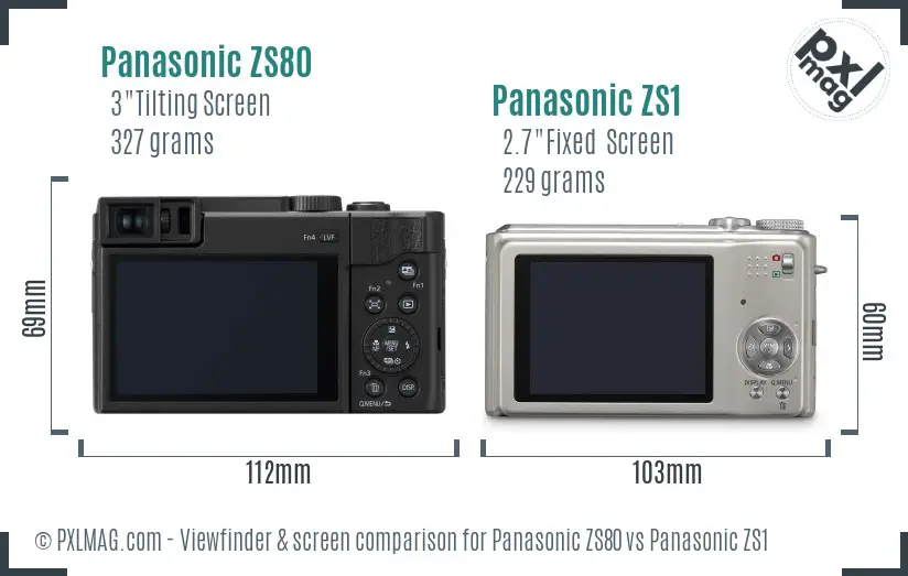 Panasonic ZS80 vs Panasonic ZS1 Screen and Viewfinder comparison