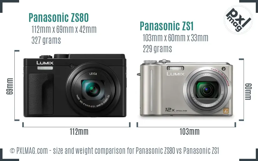 Panasonic ZS80 vs Panasonic ZS1 size comparison