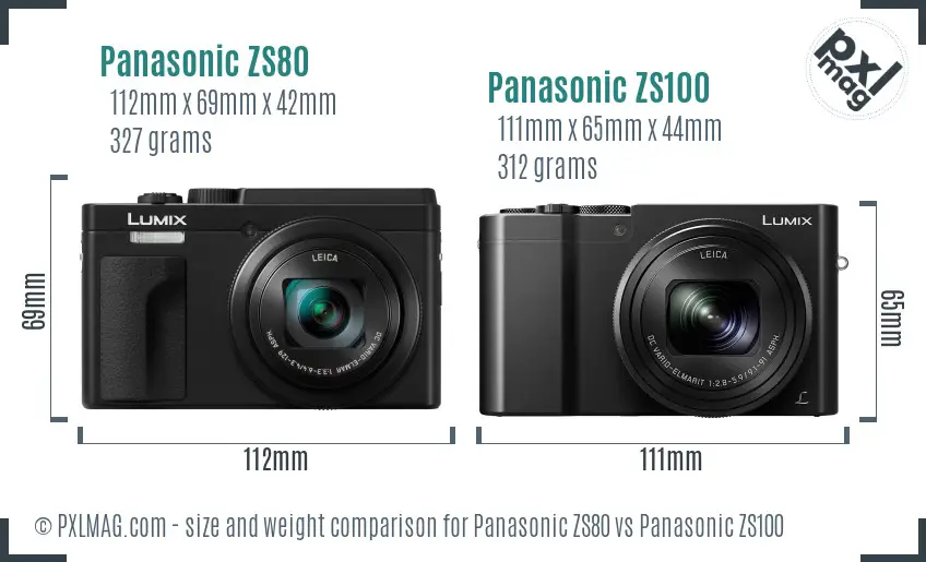 Panasonic ZS80 vs Panasonic ZS100 size comparison