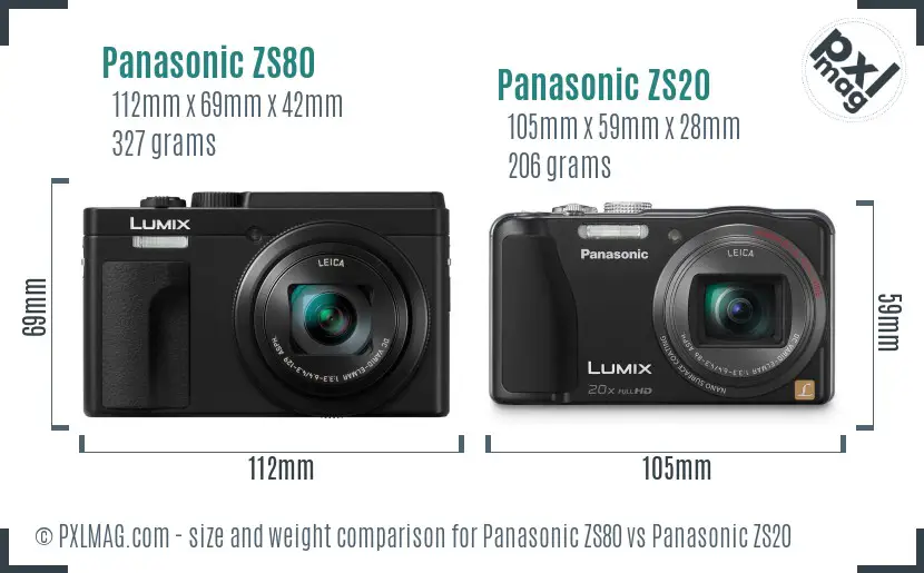 Panasonic ZS80 vs Panasonic ZS20 size comparison