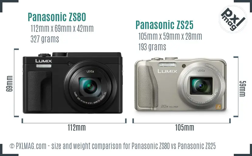 Panasonic ZS80 vs Panasonic ZS25 size comparison