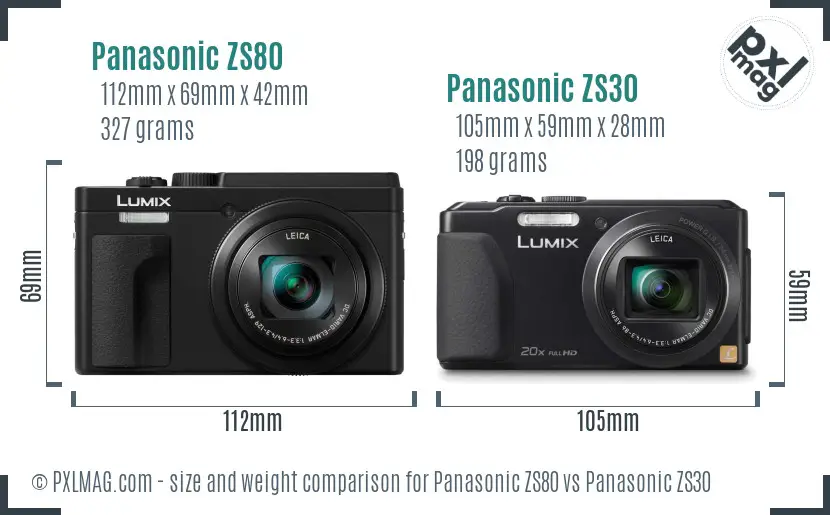 Panasonic ZS80 vs Panasonic ZS30 size comparison