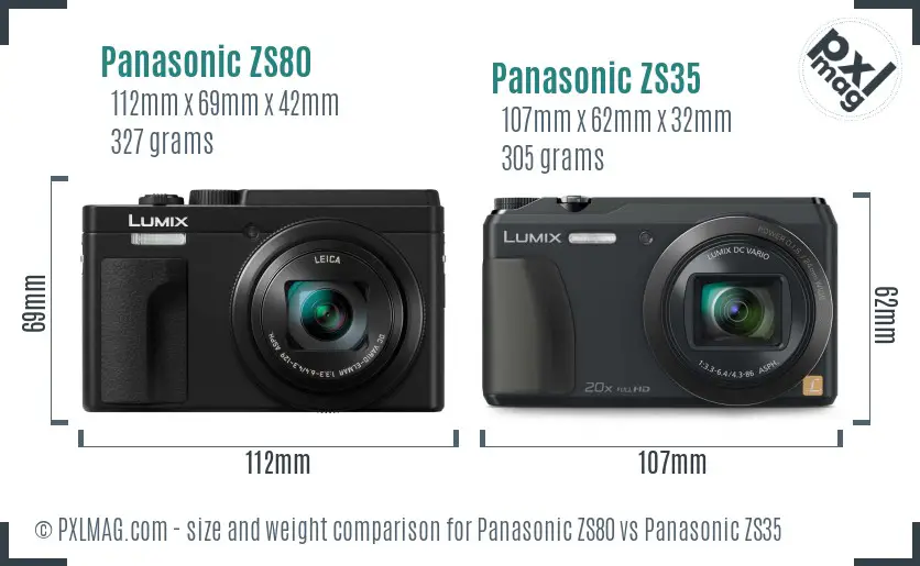 Panasonic ZS80 vs Panasonic ZS35 size comparison