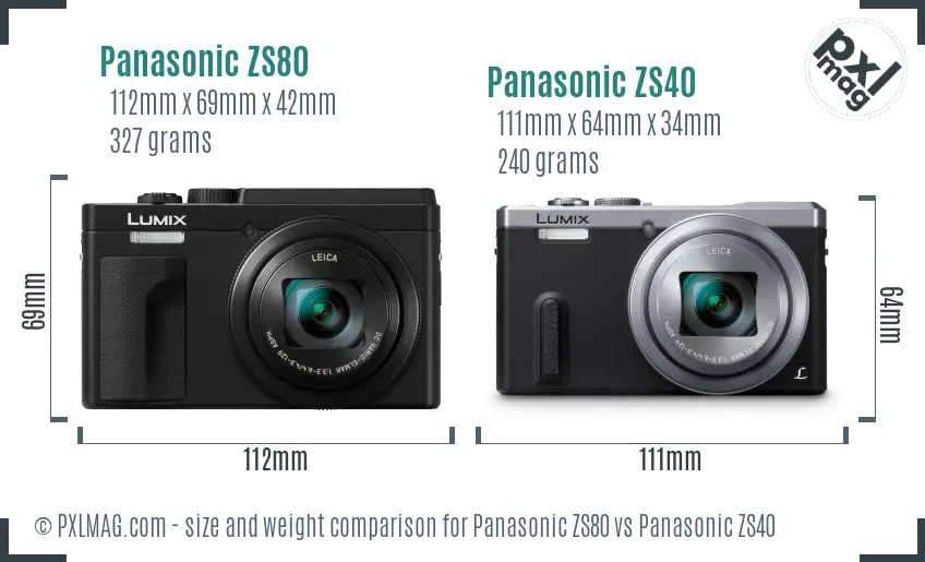 Panasonic ZS80 vs Panasonic ZS40 size comparison