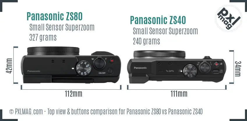 Panasonic ZS80 vs Panasonic ZS40 top view buttons comparison