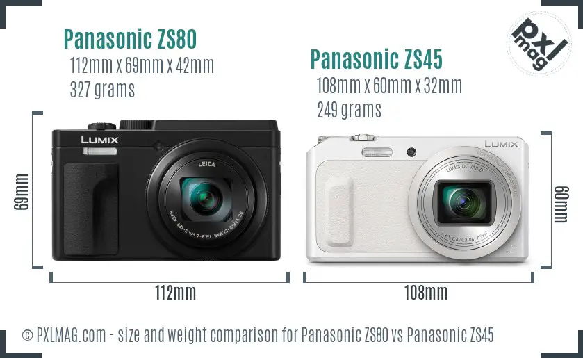Panasonic ZS80 vs Panasonic ZS45 size comparison