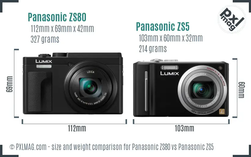Panasonic ZS80 vs Panasonic ZS5 size comparison