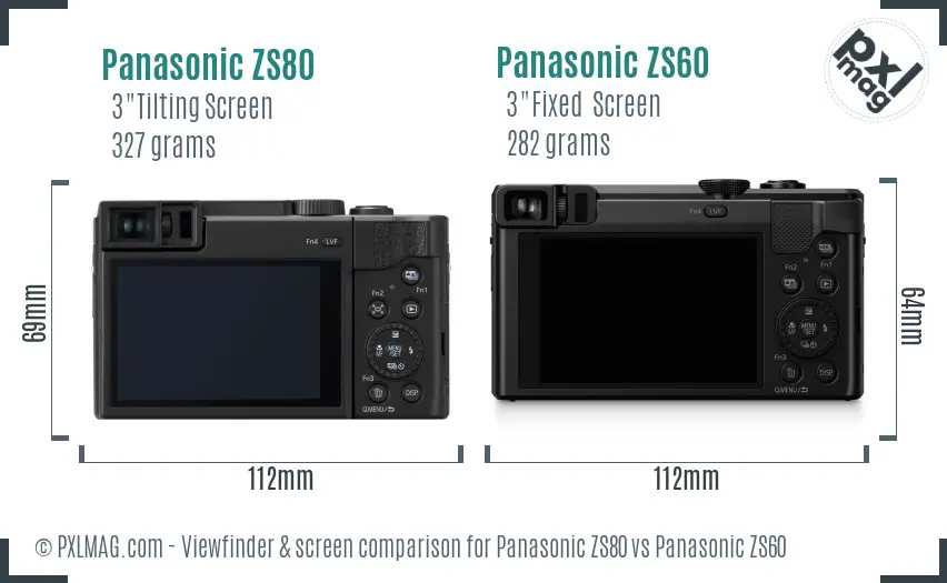 Panasonic ZS80 vs Panasonic ZS60 Screen and Viewfinder comparison