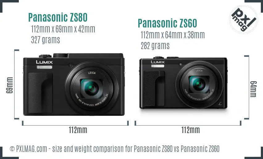 Panasonic ZS80 vs Panasonic ZS60 size comparison