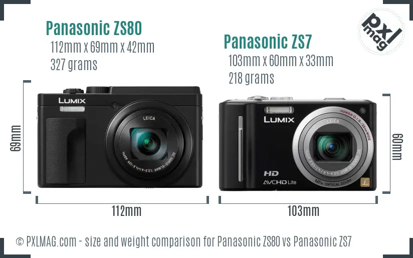 Panasonic ZS80 vs Panasonic ZS7 size comparison