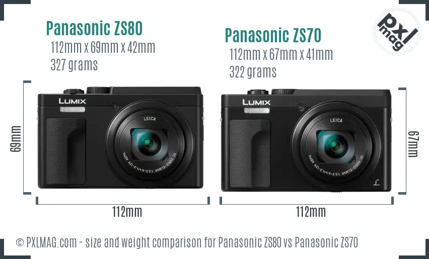 Panasonic ZS80 vs Panasonic ZS70 size comparison