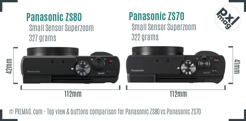 Panasonic ZS80 vs Panasonic ZS70 top view buttons comparison