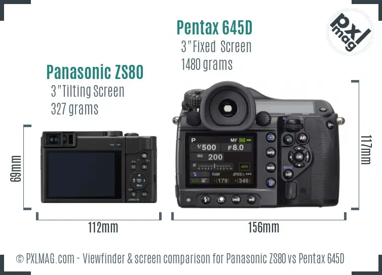 Panasonic ZS80 vs Pentax 645D Screen and Viewfinder comparison